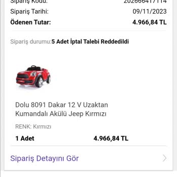 ebebek Ürün İptali Reddediliyor