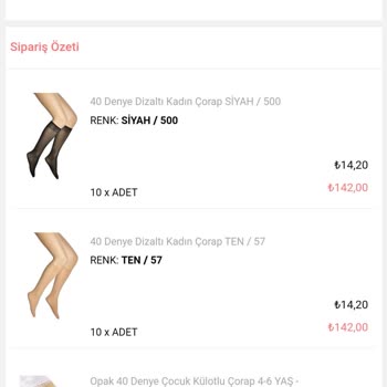 Dore Çorap Hatalı Ürün- Eksik Para İadesi