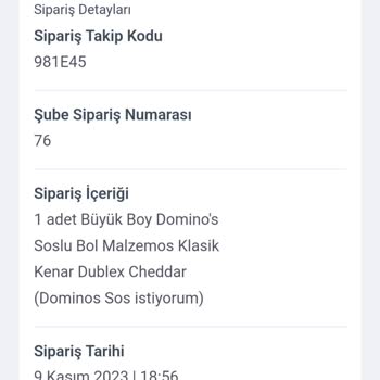 Domino's Pizza Ürünün Geç Gelmesi