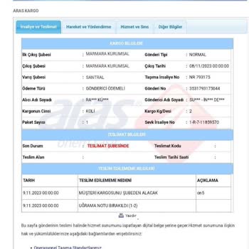 Kargoyu Teslim Etmek İçin Uğraşmayan Firma: Aras Kargo