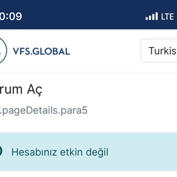 VFS Global Hesap Etkin Değil Hatası Yüzünden Vize Randevusu Alınamama