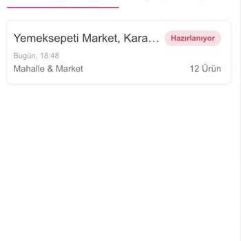 Yemeksepeti Market'ten Verilen Sipariş Sorunu