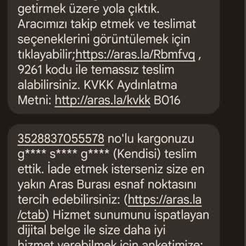 Aras Kargo Ve Saçma SMS'leri İle Ürünün Başka Kişiye Teslim Edilmesi