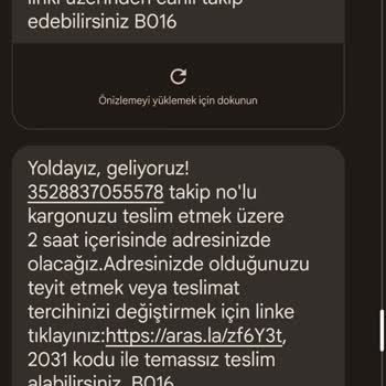 Aras Kargo Ve Saçma SMS'leri İle Ürünün Başka Kişiye Teslim Edilmesi