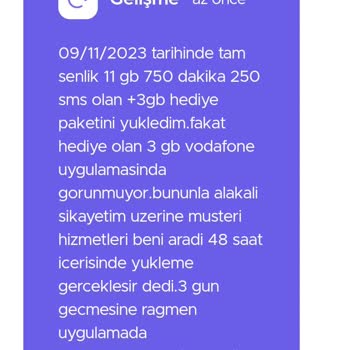 Vodafone Hediye GB Sorunu