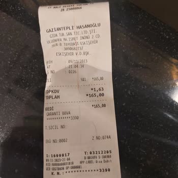 Gaziantepli Hasanoğlu Baklava Hasanoğlu Hizmetinden Memnun Kalmadık