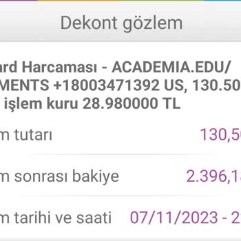 Academia.edu Habersiz Olarak Üyelik Ücreti Kesilmesi