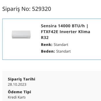 Daikin Klima Elime Ulaşmadı.
