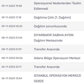 Kargomsende Operasyonel Nedenlerden Teslim Edilemedi