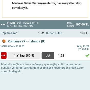 Spor Toto Teşkilatı Nesine Hesabımda Tutan Kuponlarım Hala Hesaba Yatırılmadı.