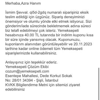 Yemeksepeti Yanlış Sipariş Gelme Ve İade Sorunu