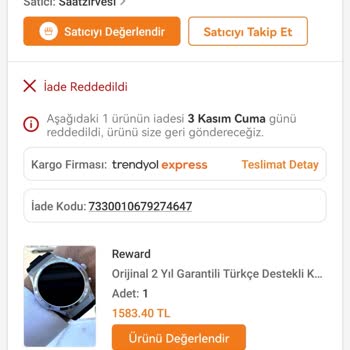 Trendyol Saat Zirvesi Şikayeti