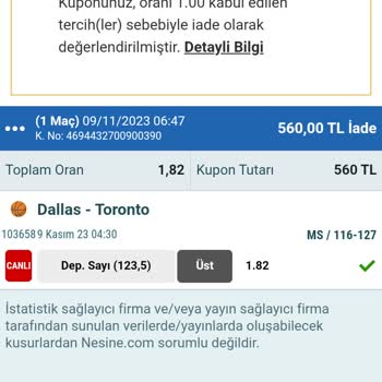 Nesine Tutan Kupon İadesi