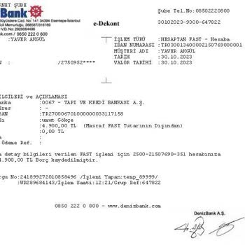 Denizbank Güvenlik Zaafıyla Kaybım Oldu