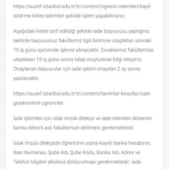 İstanbul Üniversitesi İstanbul AUZEF Ücret İadesi