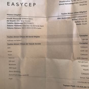 EasyCep Satılan Telefonun Parasının Yatırılmaması