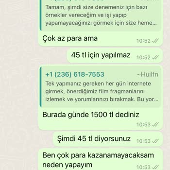 WhatsApp Sürekli Para Kazanma Vaadiyle Gelen Mesajlar