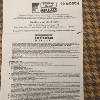 Bosch Çamaşır Makinesi Çamaşırları Deliyor Çözüm İstiyorum