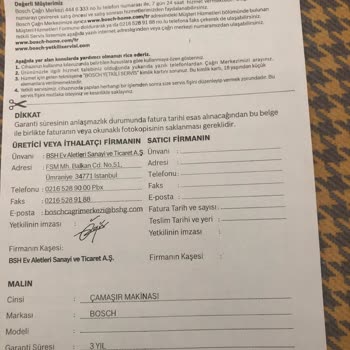 Bosch Çamaşır Makinesi Çamaşırları Deliyor Çözüm İstiyorum