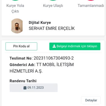 Dijital Kurye Hattım Teslim Edilmedi.