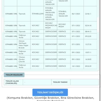 PTT Kargo Kargom Bana Yakin Şubeye Gelsin