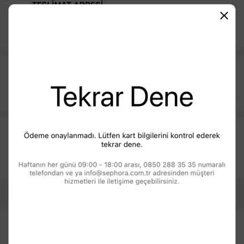 Sephora Uygulamasındaki Ödeme Sorunu