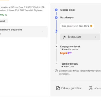 Hepsiburada Ürünün Kargoya Verilmemesi