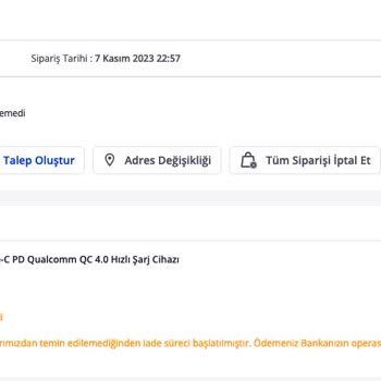 Pazaramanın Sipariş Edilemeyen Ürün Bahanesiyle Sipariş İptali