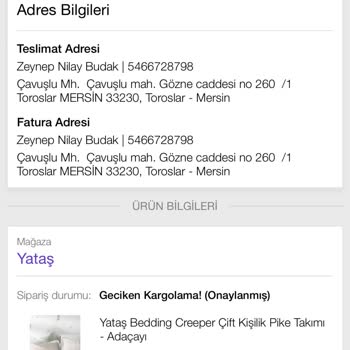 Yataş Firması Ürünümü Göndermiyor