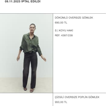 Zara Sebepsiz Online Alışverişimin İptali