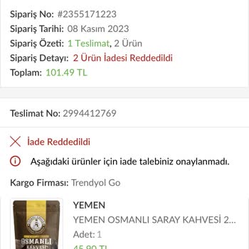 Trendyol Hızlı Market Teslimat Hatası Ve İade Sorunu