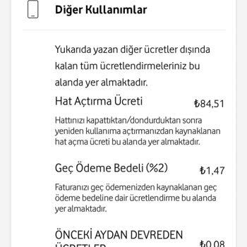 Vodafone Bana Hat Açtırma Bedeli Yansıtıldı