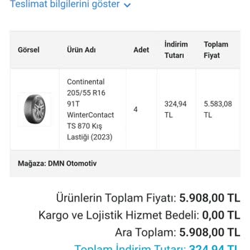 Dmn Oto Lastik Siparişim 1 Hafta Sonra İptal Edildi
