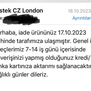 Cz London Geri İade Ödemesini Yapmıyor Çokkez Mail Attım Ve Aradım
