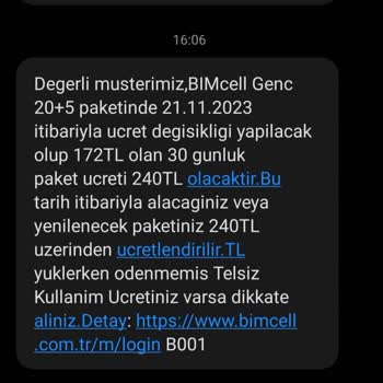 Bimcell Devamlı Gelen Zamlar