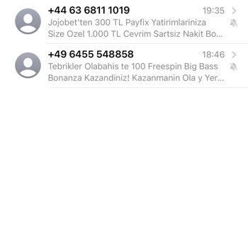 Vodafone +44 İle Başlayan Numaralardan Gelen Mesajlar