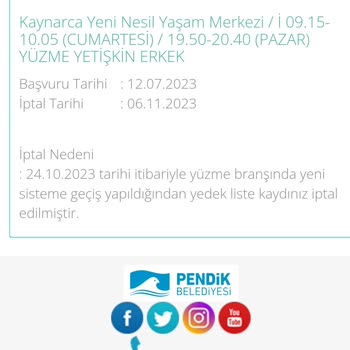 Pendik Belediyesi İptal Edilen Başvuru