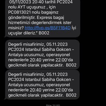 Her Hafta Yaşanan Pegasus Uçuş Gecikmeleri, Rötarlar