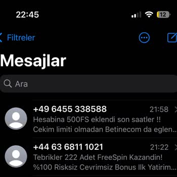 Vodafone +44 Bahis Sitelerden Gelen SMS