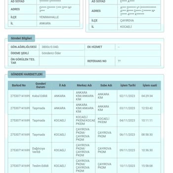 PTT Kargo Çayırova Pkdm Teslim Etmediği Kargoyu Teslim Edilmiş Gibi Gösterdi