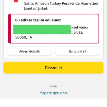 Amazon Bu Adrese Teslim Edilemez