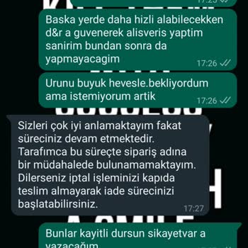 D&R'ın Ürünü Zamanında Kargolamaması Ve İptal Etmeye İzin Vermemesi