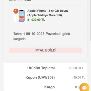 Wnt.com.tr İPhone 11 Siparişim Ulaşmadı Ve İade Edilmedi