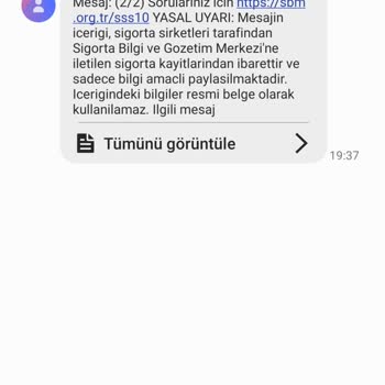 Sigorta Bilgi ve Gözetim Merkezi SMS Karşılılığını Alamadım