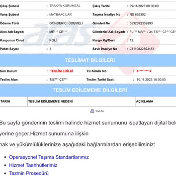 Konya Aras Kargo Matbaacılar Şubesi Kayıp Ürün/ Yanlış Teslimat