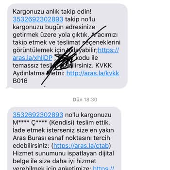Konya Aras Kargo Matbaacılar Şubesi Kayıp Ürün/ Yanlış Teslimat