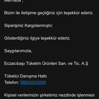 Okey Asla Kargolanmayan Sipariş