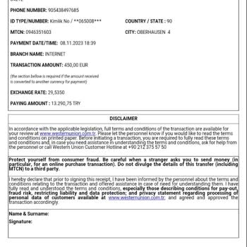 Albaraka Türk Western Union Çekim Sormadan TL'ye Cevirdi