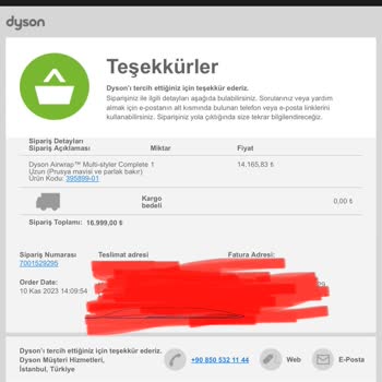 Dyson Güvenlik Açığı, Sipariş İptali Ve 1 Ürüne 3 Ürün Ödemesi Alması