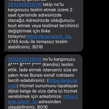 Aras Kargo Başkasına Verilen Kargo